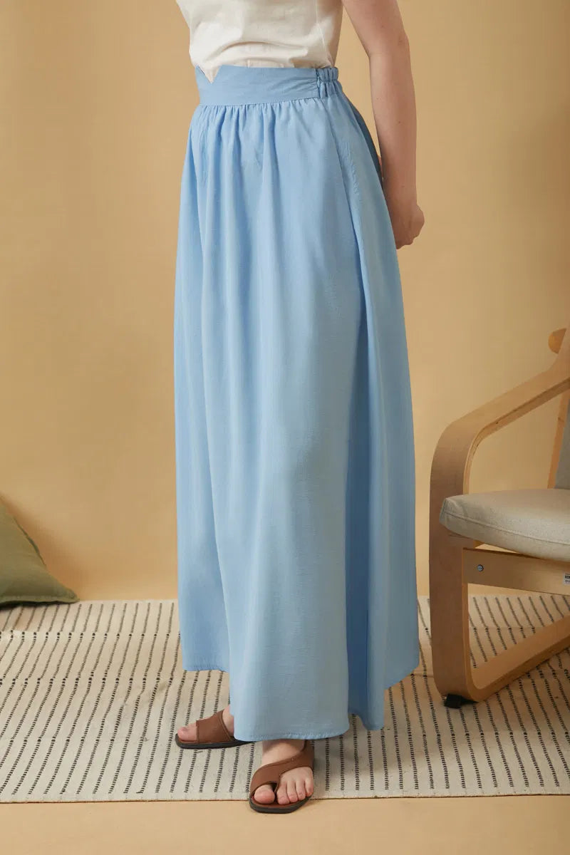 Falda de modal fruncida – Azul bebé