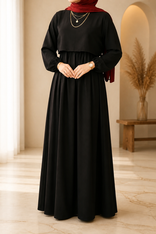 Hijab Kleid im Bolero-Look schwarz