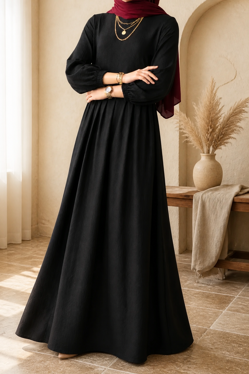 Hijab Kleid im Bolero-Look schwarz