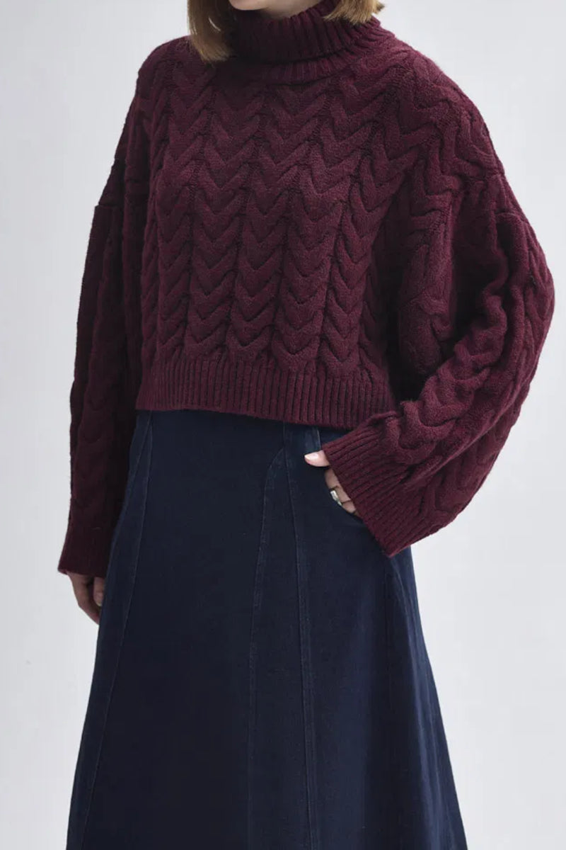 Suéter de cuello alto corto - Burdeos