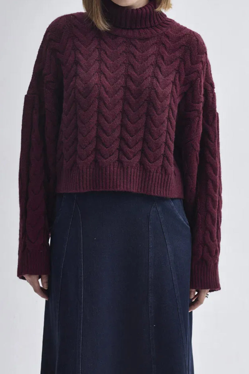 Suéter de cuello alto corto - Burdeos