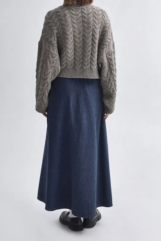 Crop-Pullover mit Rollkragen - Erdton