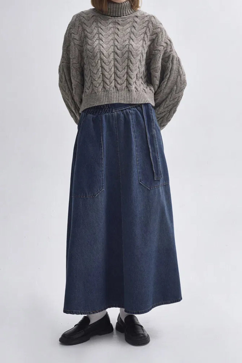 Crop-Pullover mit Rollkragen - Erdton