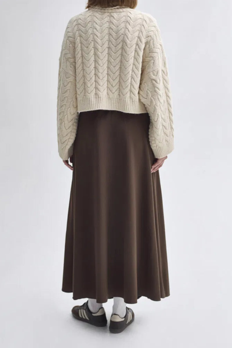 Crop-Pullover mit Rollkragen - Taupe