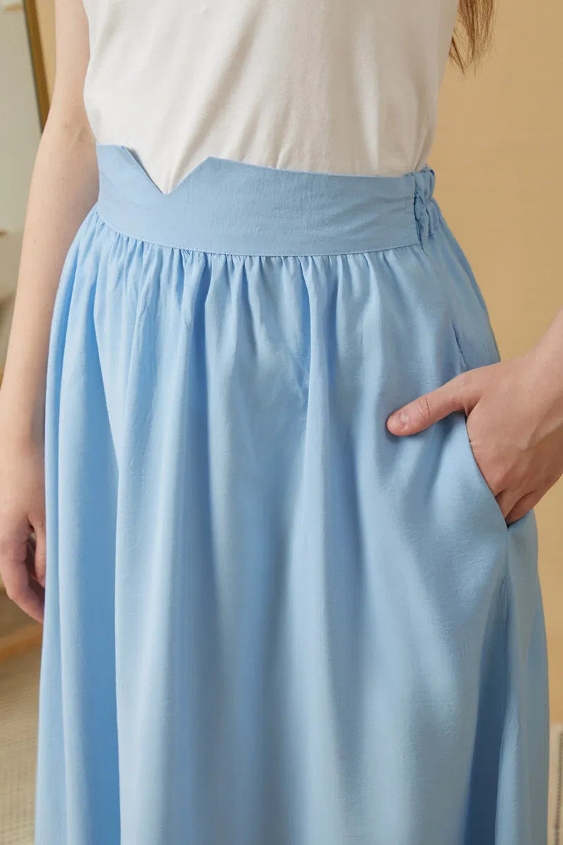 Falda de modal fruncida – Azul bebé