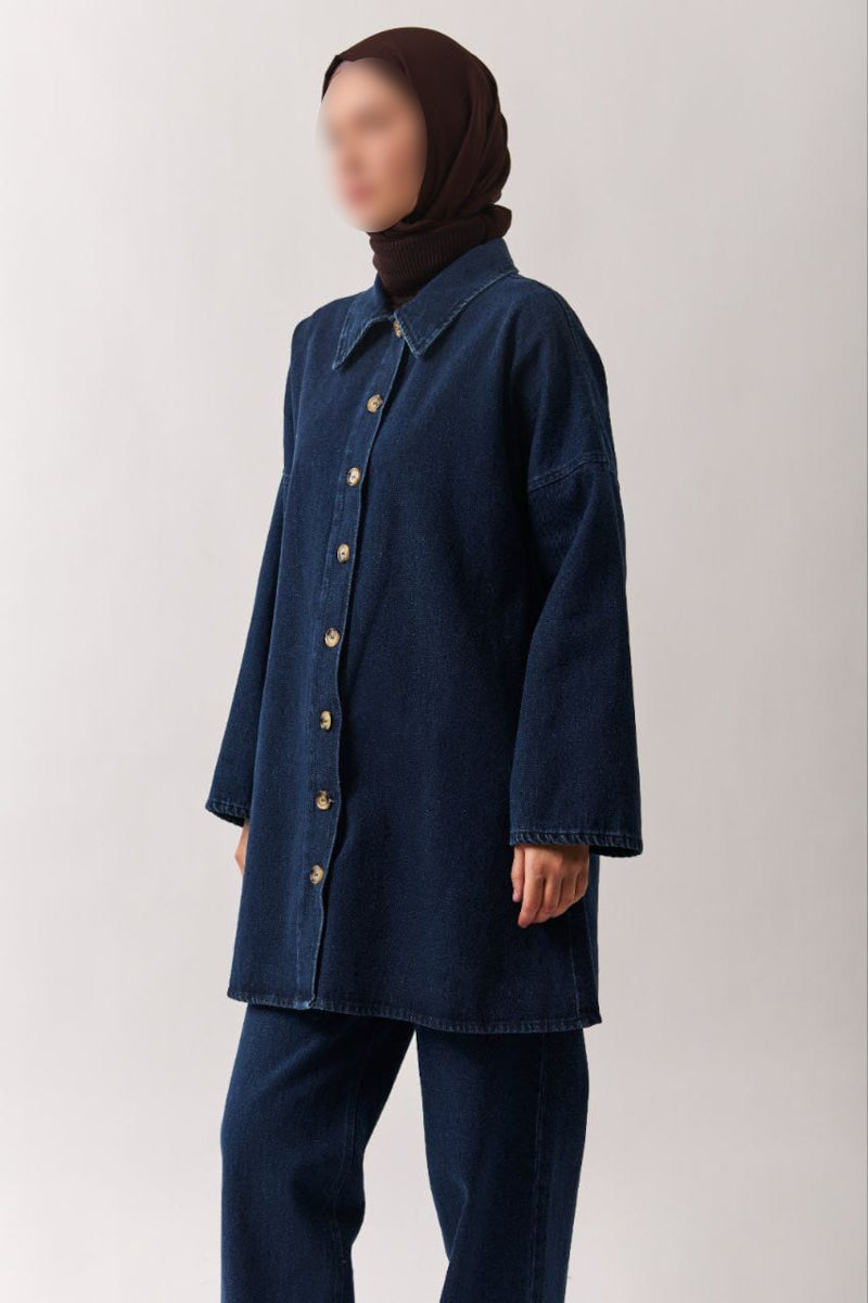 Oversize Denim-Hemd in Hellblau