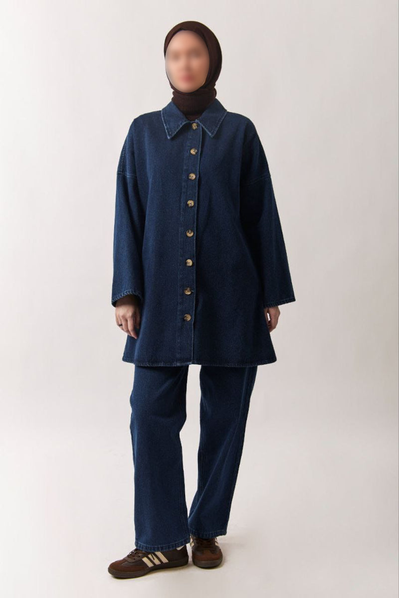 Oversize Denim-Hemd in Hellblau