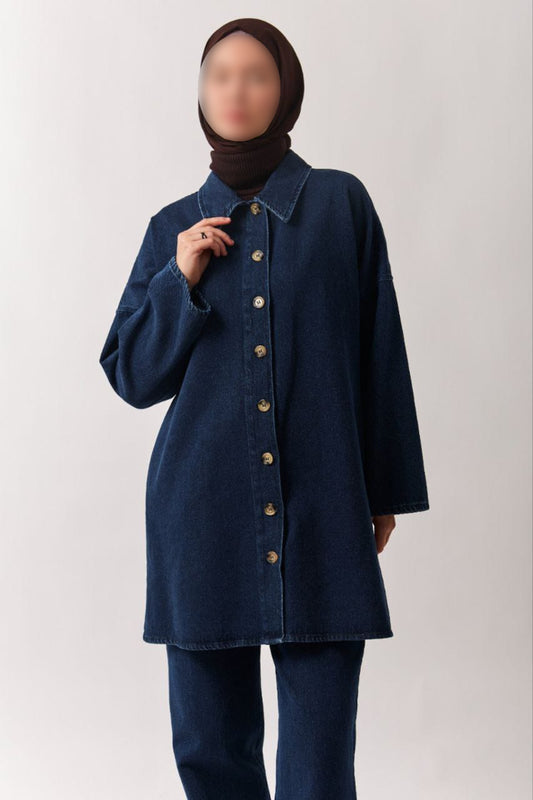 Oversize Denim-Hemd in Hellblau