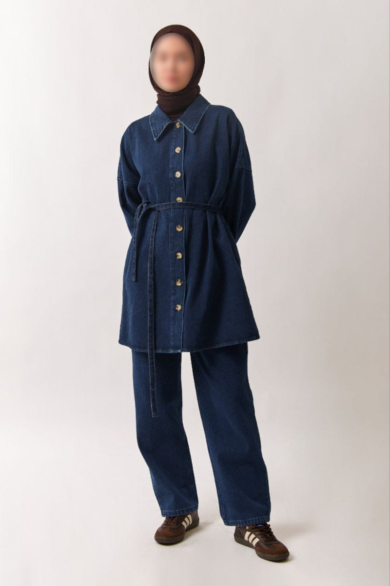 Oversize Denim-Hemd in Hellblau