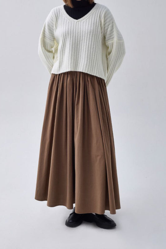 V-Ausschnitt Crop-Pullover – Ekru