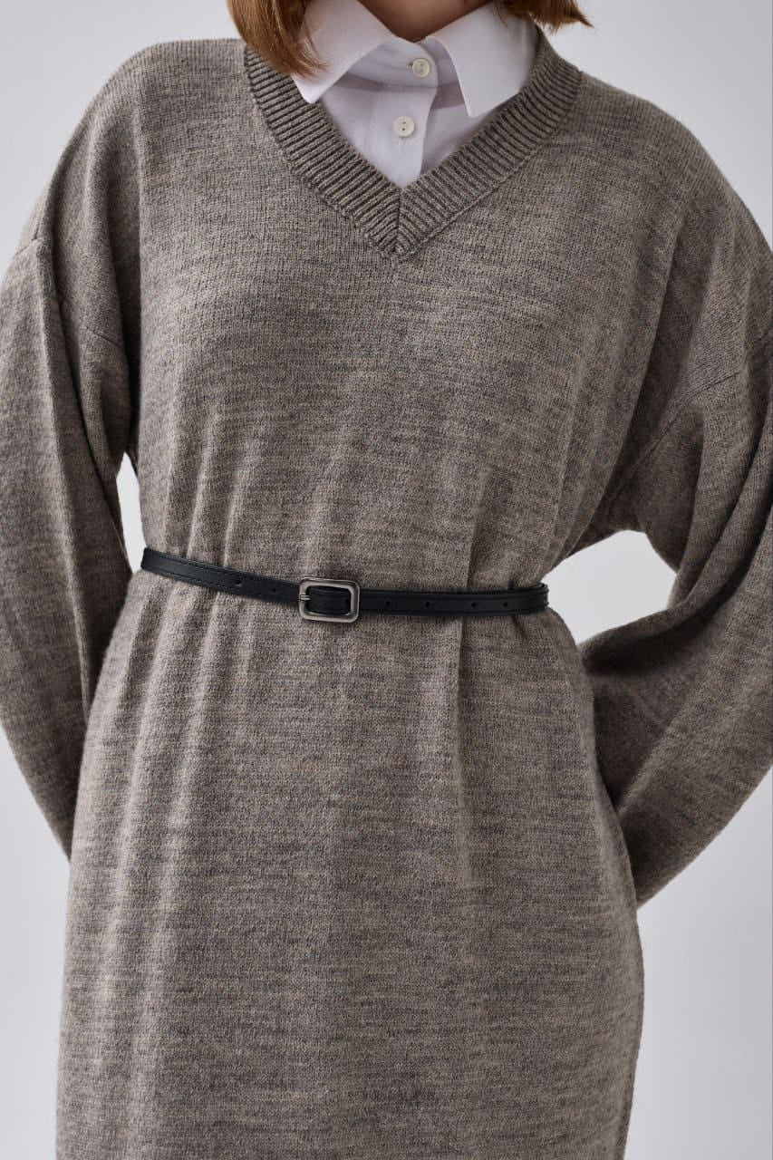 Vestido de punto con cuello en V Tierra