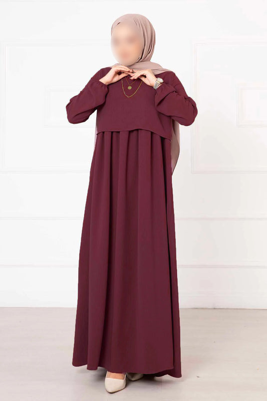 Hijab Kleid im Bolero-Look weinrot