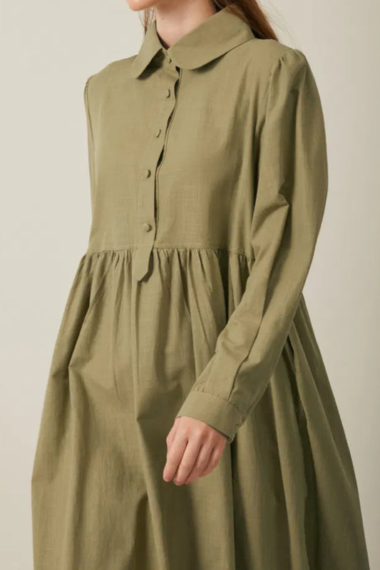 Kleid aus Slub-Baumwolle kaki